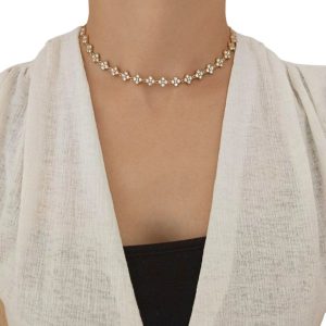 Κολιέ Ανοξείδωτο Ατσάλι με Λουλούδια και Στρας0751112