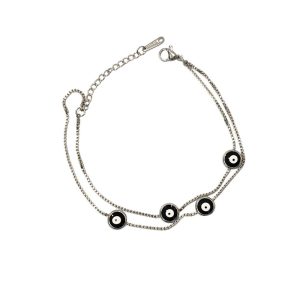 Ατσάλινο Βραχιόλι Με Διπλή Αλυσίδα Ματάκι - ΜπλεA3216B