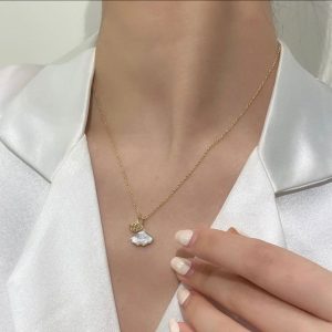 Κολιέ Με Κρεμαστή Ουρά Γοργόνας Και Διακριτικές Πέτρες - ΑσημίA2012B