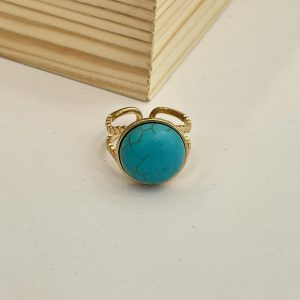 Ατσάλινο Δαχτυλίδι Με Γαλάζια ΠέτραJ154