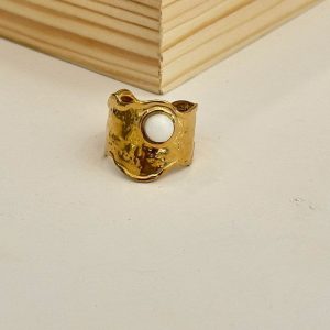 Ατσάλινο Δαχτυλίδι Με Λευκή ΠέτραJ158