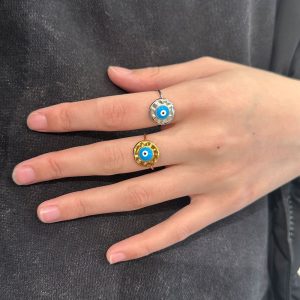 Ατσάλινο Ρυθμιζόμενο Δαχτυλίδι Στρόγγυλο Με Ματάκι - ΧρυσόA02A