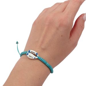 Χειροποίητα Βραχιόλια I Love Greece με Τιρκουάζ Χάντρες 12 τεμ.A10004