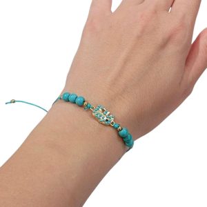 Βραχιόλι με Χάντρες & Ελέφαντα Τιρκουάζ 12 τεμ.X00376