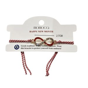 Χειροποίητο Βραχιόλι Μαρτάκι Με Άπειρο Και Γυαλιστερές ΠέτρεςΑ10043AP