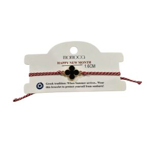 Χειροποίητο Μαρτάκι Με Μαύρο Τετράφυλλο ΤριφύλλιΑ10043T