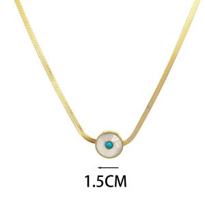 Ατσάλινο Κολιέ Με Μπλε Πέτρα - ΑσημίA1024