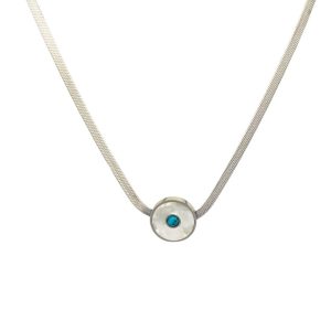 Ατσάλινο Κολιέ Με Μπλε Πέτρα - ΧρυσόA1024