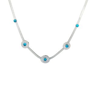 Ατσάλινο Κολιέ Με Μπλε Πέτρα - ΧρυσόA1028