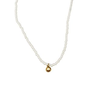 Ατσάλινο Κολιέ Με Πέρλα Kαι Κρεμαστή ΜπίλιαA11028