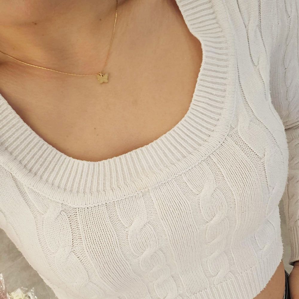 Ατσάλινο Κολιέ Με Πεταλούδα - Χρυσό Ατσάλινο Κολιέ Με Πεταλούδα - ΧρυσόA11004