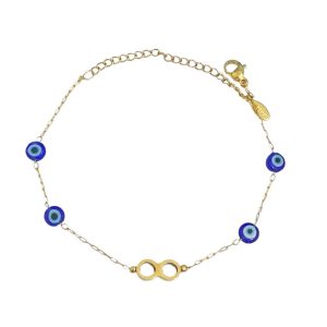 Ατσάλινο Βραχιόλι Με Ματάκια - ΑσημίA12001AB