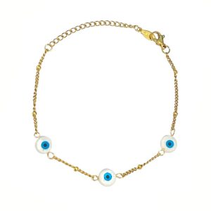 Ατσάλινο Βραχιόλι Με Ματάκια - ΑσημίA12007B