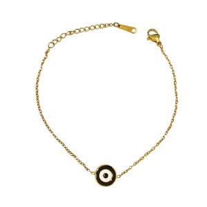 Ατσάλινο Βραχιόλι Με Ματάκι Μαύρο - ΑσημίA1201B