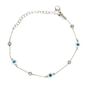 Ατσάλινο Βραχιόλι Με Ματάκια Και Μπίλιες - ΧρυσόA12022