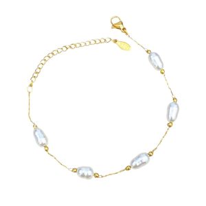 Ατσάλινο Βραχιόλι Με Πέρλες - ΑσημίA12031