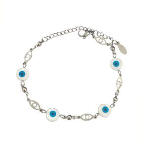 Ατσάλινο Βραχιόλι Με Ματάκια - ΧρυσόA12037