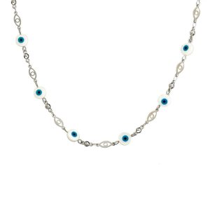 Ατσάλινο Κολιέ Με Ματάκια - ΧρυσόA12039