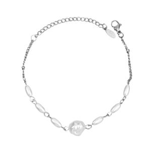 Ατσάλινο Βραχιόλι Με Πέρλες - ΧρυσόA12061