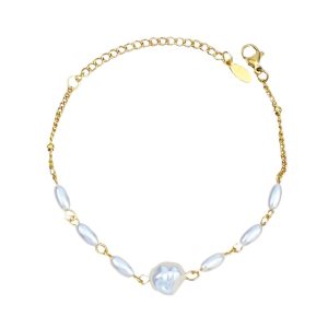 Ατσάλινο Βραχιόλι Με Πέρλες - ΑσημίA12061