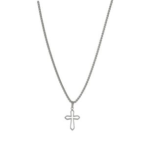 Ατσάλινο Κολιέ Σταυρός - ΑσημίA12082