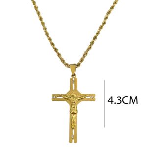 Ατσάλινο Κολιέ Σταυρός - ΧρυσόA12090A