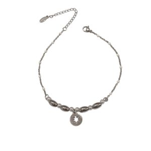 μεταλλικές χάντρες και μοτίφ ήλιου σε χρυσό & ασημί - ΑσημίA12123