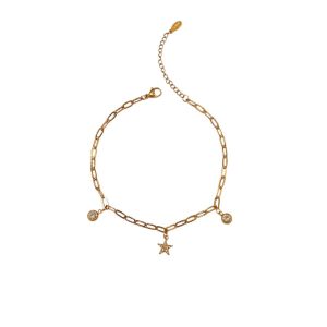 βραχιόλι ποδιού με αστέρι και ζιρκόν σε χρυσό & ασημί - ΑσημίA12128