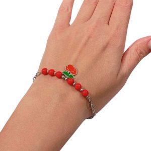 Βραχιόλι με Κεράσι και Κόκκινες Χάντρες - ΧρυσόA12147a