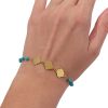 Βραχιόλι Ανοξείδωτο Ατσάλι με Τυρκουάζ Χάντρες και Τετράφυλλα - ΧρυσόA12148a
