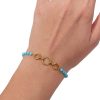 Βραχιόλι Ανοξείδωτο Ατσάλι με Τυρκουάζ Χάντρες και Κρίκους - ΧρυσόA12150-1A