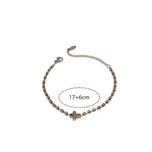 Βραχιόλι με Σταυρό και Κρίκους - ΧρυσόA12155a