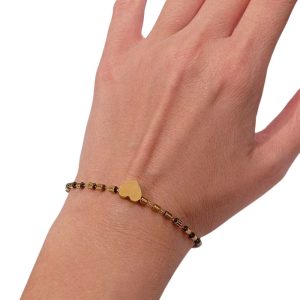 Βραχιόλι με Καρδιά και Γεωμετρικές Χάντρες - ΧρυσόA12156a