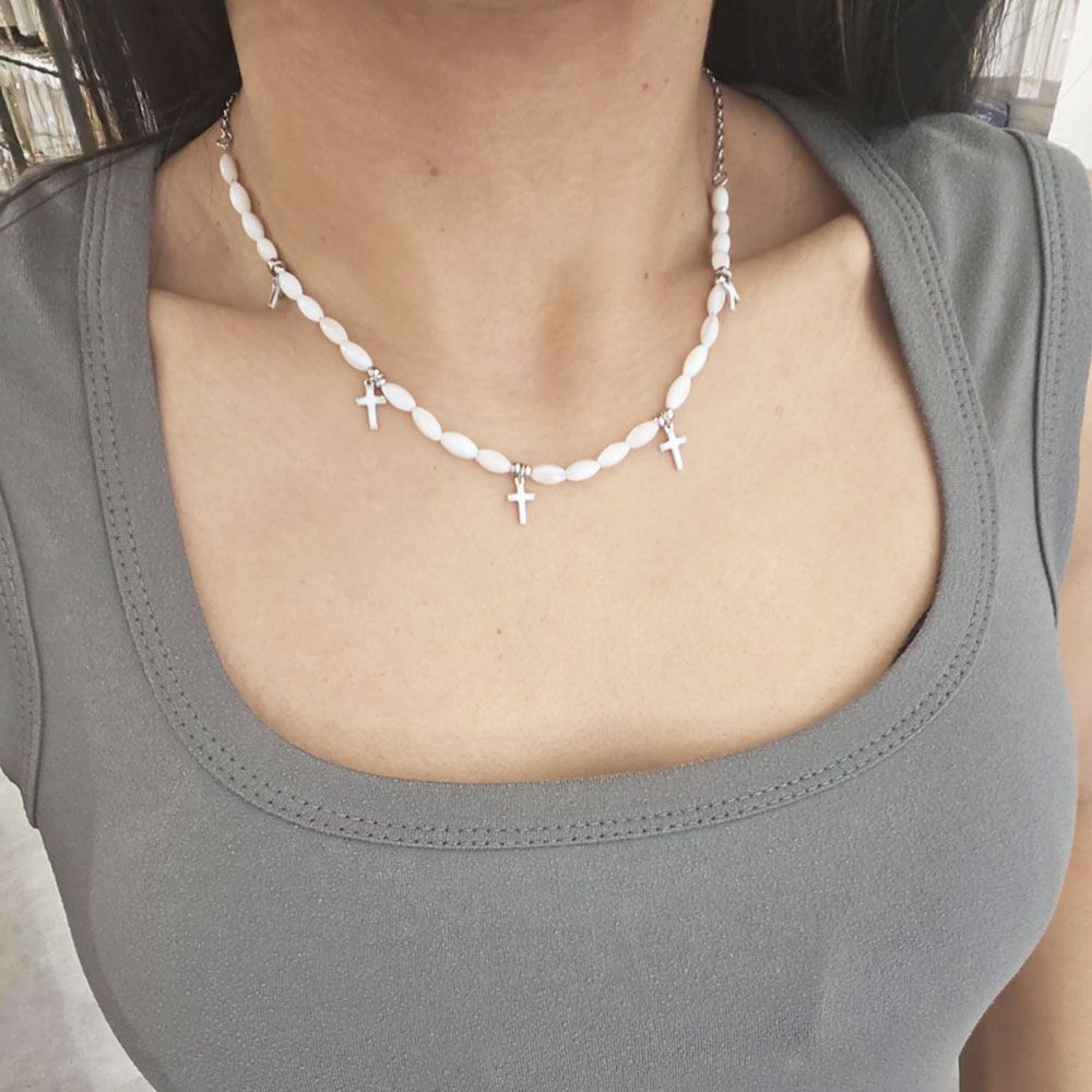 Κολιέ Με Πέτρες Και Μικρούς Σταυρούς Απο Ανοξείδωτο Ατσάλι - Χρυσό Κολιέ Με Πέτρες Και Μικρούς Σταυρούς Απο Ανοξείδωτο Ατσάλι - ΧρυσόA1216A