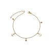 βραχιόλι ποδιού με άγκυρες και μπίλιες σε χρυσό & ασημί - ΑσημίA12182B
