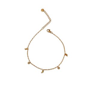 βραχιόλι ποδιού με φύλλα και ζιρκόν σε χρυσό & ασημί - ΑσημίA12192