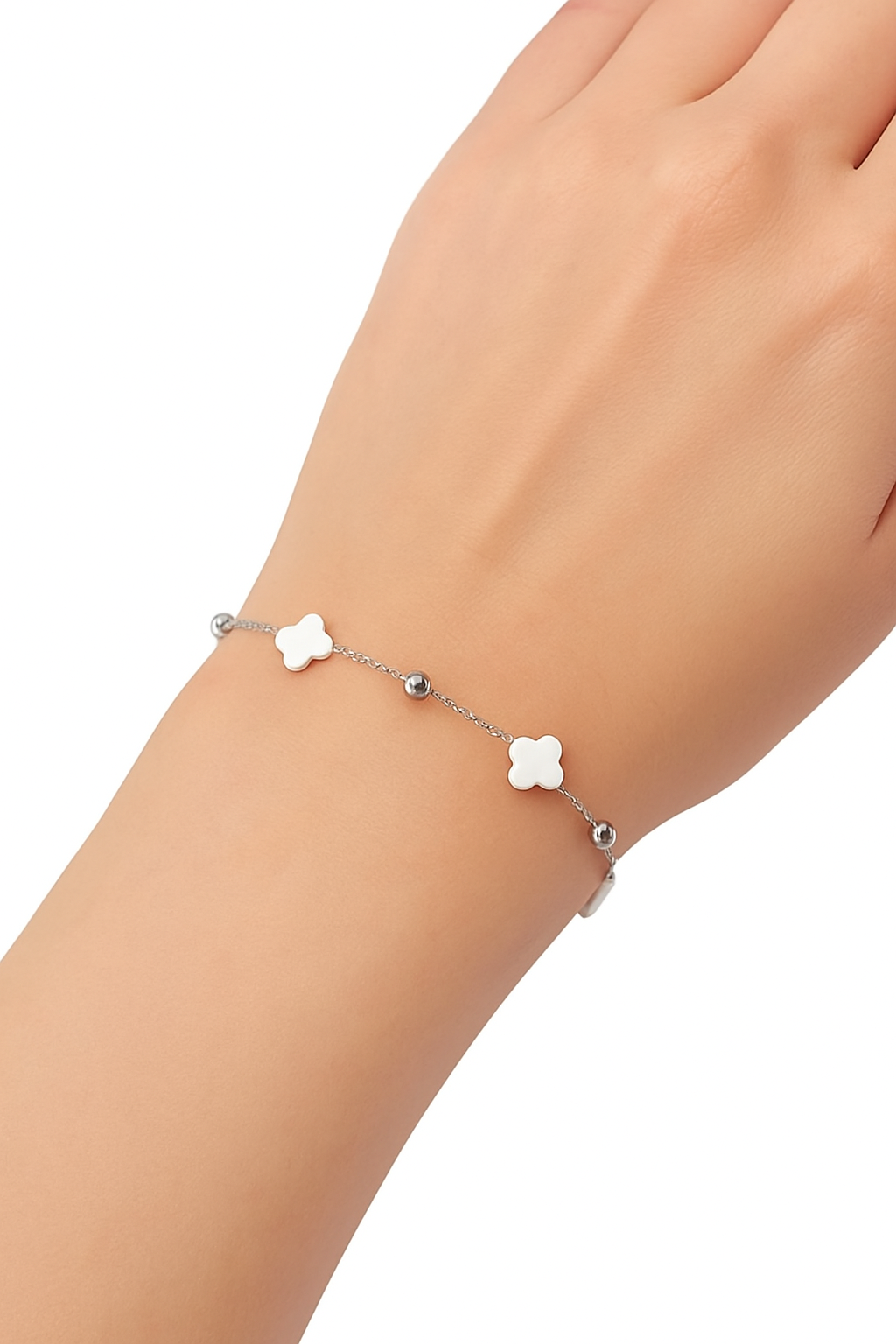 βραχιόλι χεριού με μαργαριταρένια τετράφυλλα και μεταλλικές χάντρες σε χρυσό & ασημί - Χρυσό βραχιόλι χεριού με μαργαριταρένια τετράφυλλα και μεταλλικές χάντρες σε χρυσό & ασημί - ΧρυσόA12193a