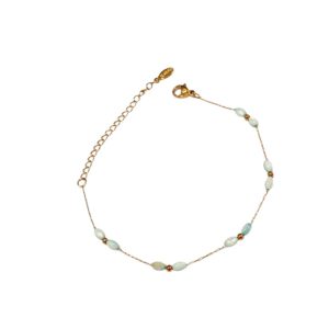 βραχιόλι με τυρκουάζ χάντρες και αλυσίδα σε ασημί και χρυσό - ΧρυσόA12197a