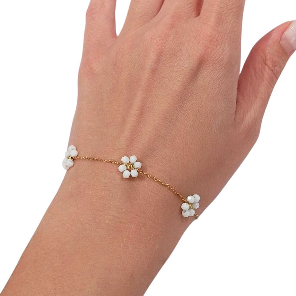 Βραχιόλι Ανοξείδωτο Ατσάλι με Λευκά Λουλούδια - Χρυσό Βραχιόλι Ανοξείδωτο Ατσάλι με Λευκά Λουλούδια - ΧρυσόA12203-2A