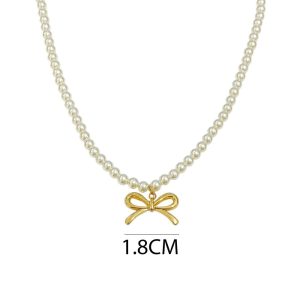 Ατσάλινο Κολιέ Με Πέρλες Και ΦιογκάκιA1337