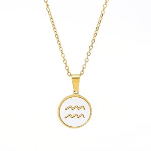 Ατσάλινο Κολιέ Με Ζώδιο (Υδροχόος)X00277