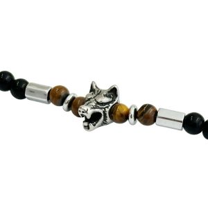 Ατσάλινο Δερμάτινο Βραχιόλι 19εκ.A1428