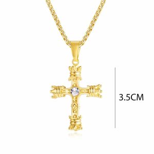 Ατσάλινο Κολιέ Με Σταυρό - ΧρυσόA1442