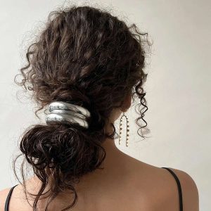 Λάστιχο μαλλιών με μέταλλο - ΑσημίA15001