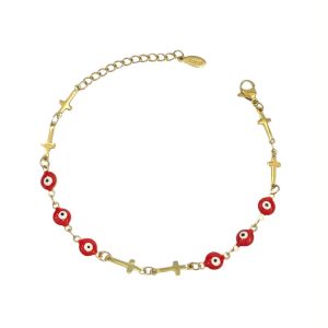 Ατσάλινο Βραχιόλι Με Ματάκια - ΜπλεA1521