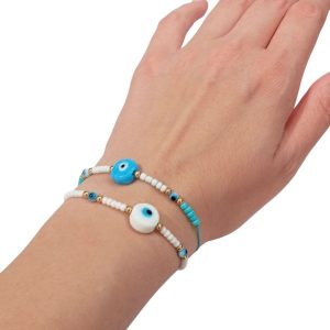 Βραχιόλια με Χάντρες και Κεντρικό Ματάκι 12 τεμ.A18020