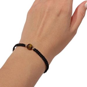 Χειροποίητα Πλεκτά Βραχιολάκια με Μαύρο Κορδόνι και Πέτρα Σετ 12 τεμ.A18024