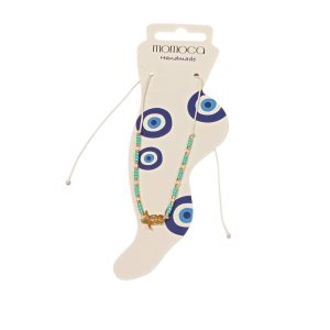 Βραχιόλι Ποδιού με Χρυσή Χελώνα και Τιρκουάζ Λευκές Χάντρες 12 τεμA18032