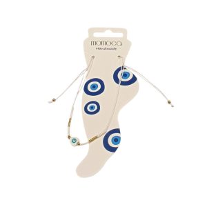 βραχιόλι ποδιού με κεραμικό ματάκι και χρυσές λεπτομέρειες 12 τεμ.A18036