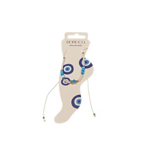 Βραχιόλι Ποδιού με Λευκές Μπλε και Χρυσές Χάντρες 12 τμ.A18037